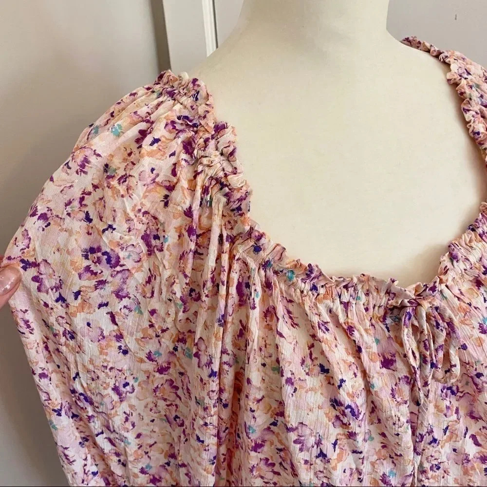 Azoe Floral Square Neck Tie Blouse - Picture 3 of 9